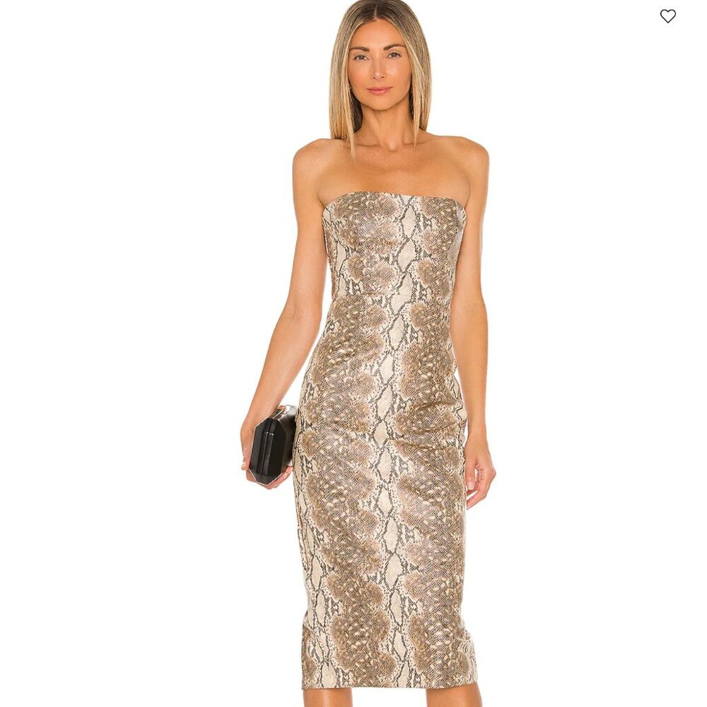 NWT Katie May | Vixen Faux Leather Dress in Camel Snake | Size Medium